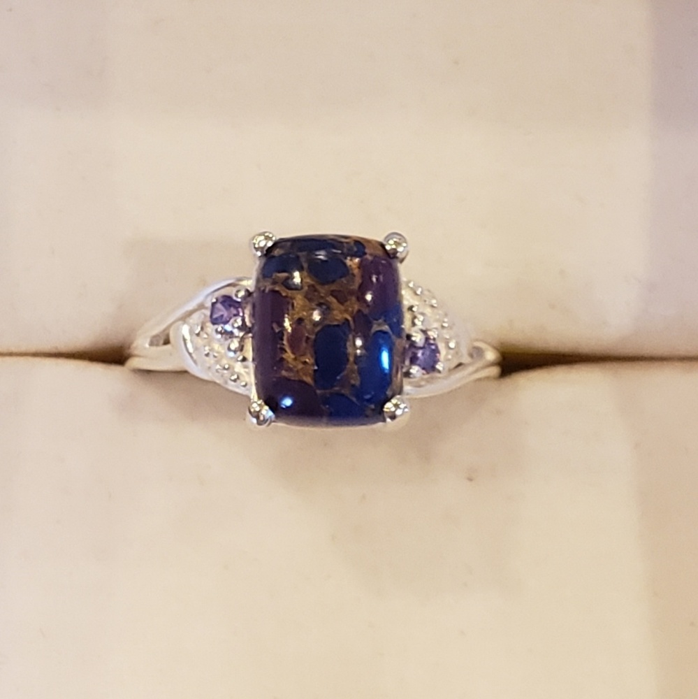 Sterling Purple Turquoise And Amethyst Ring